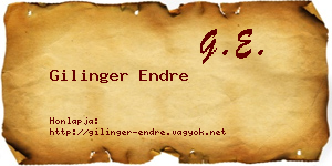 Gilinger Endre névjegykártya
